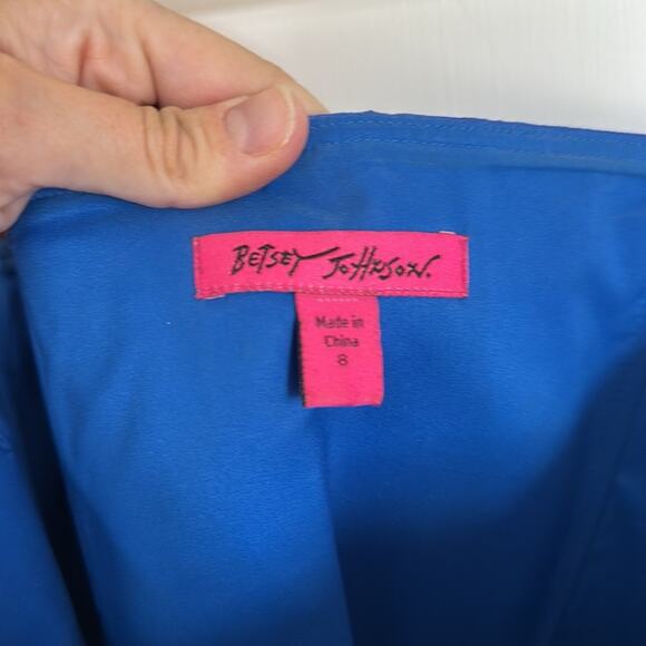 Betsey Johnson Strapless Bubble Hem Silk Mini Dress Size 8 Royal Blue - Picture 4 of 5